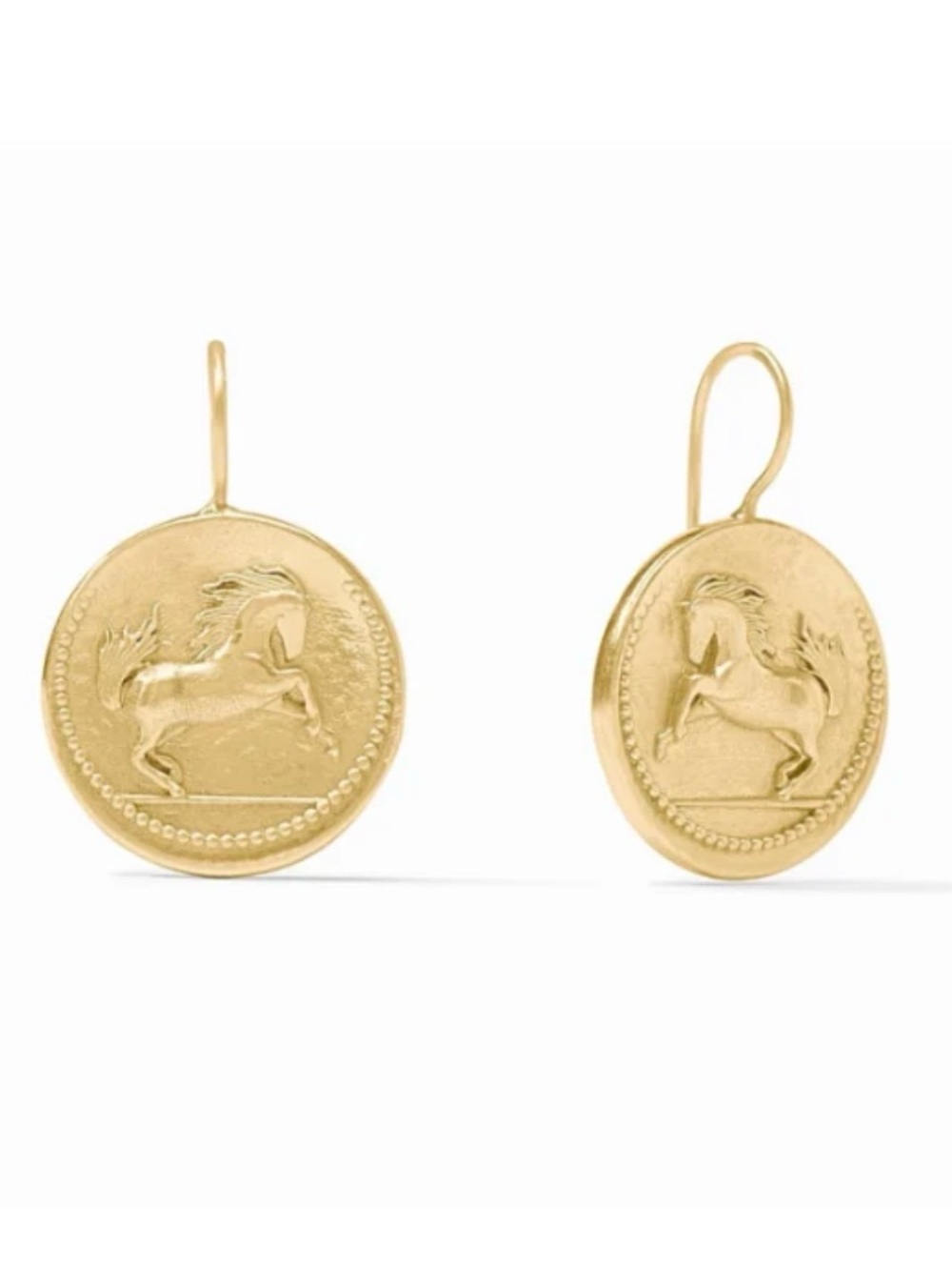 Julie Vos Gold Horse Medallion Drop Earrings
